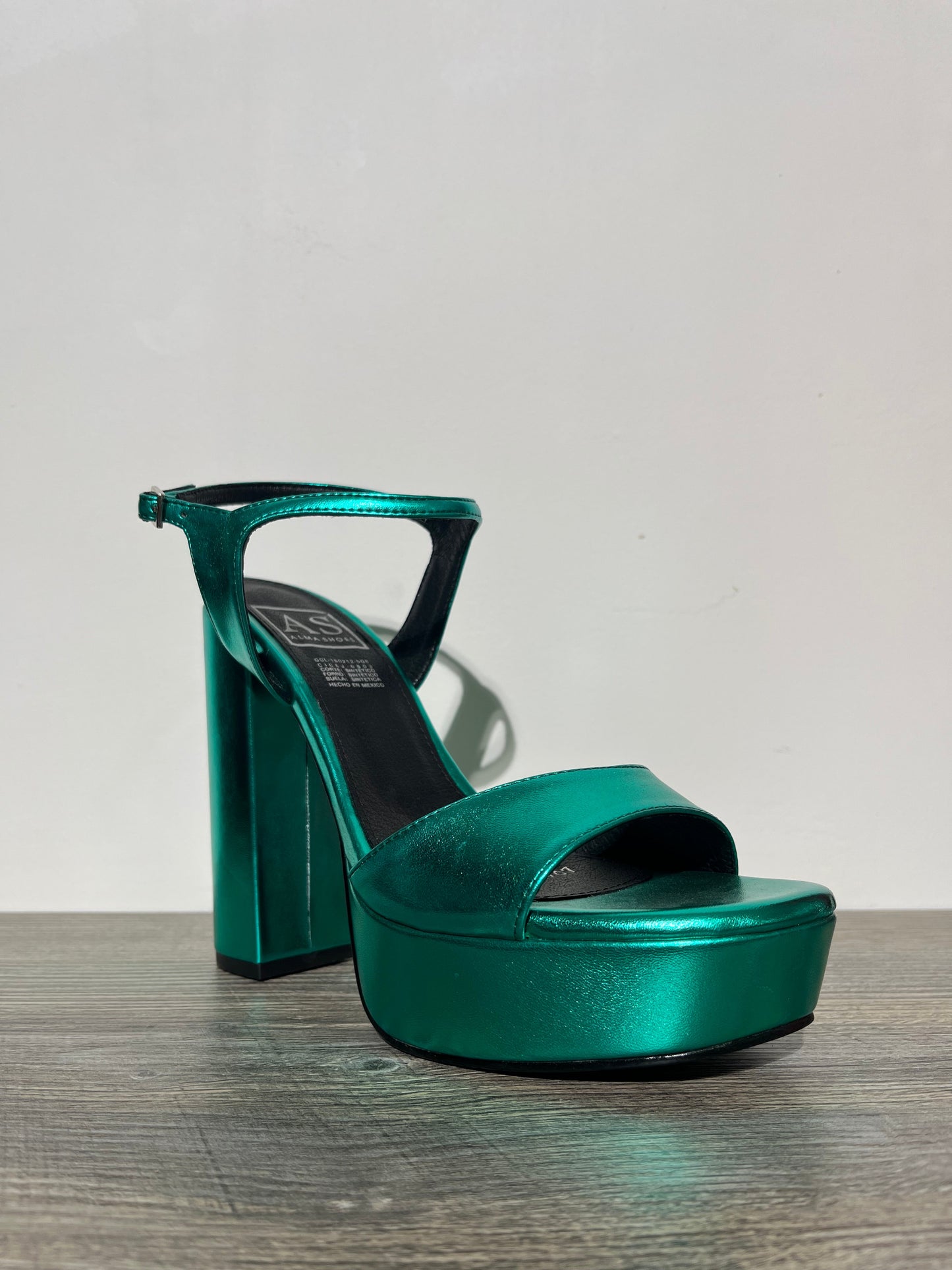Tacon plataforma verde – Alma Shoes
