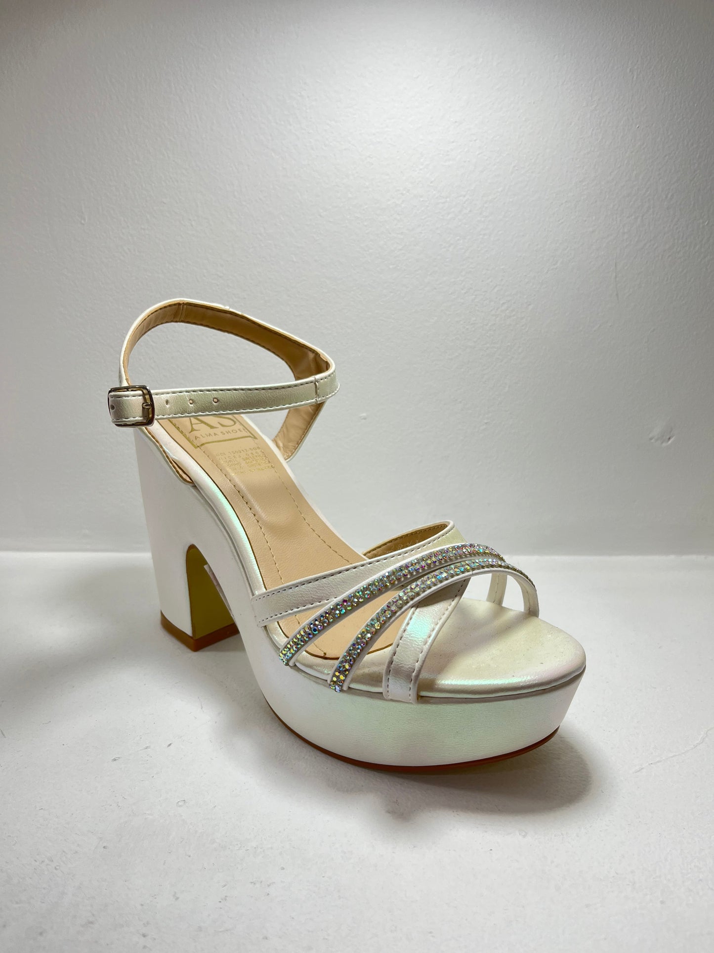 Sandalias plataforma blancas con strass – Alma Shoes