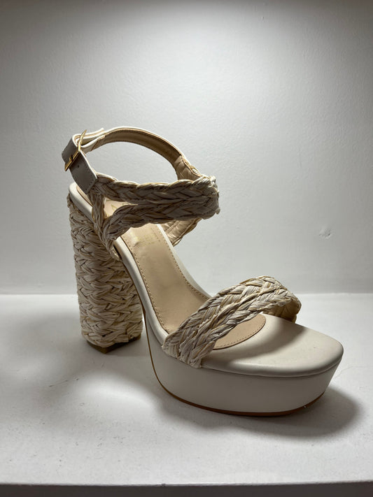 Sandalias Plataforma blanco con detalle trenzado – Alma Shoes