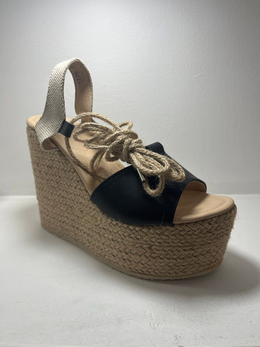 Alpargatas negro con cordones de yute – Alma Shoes