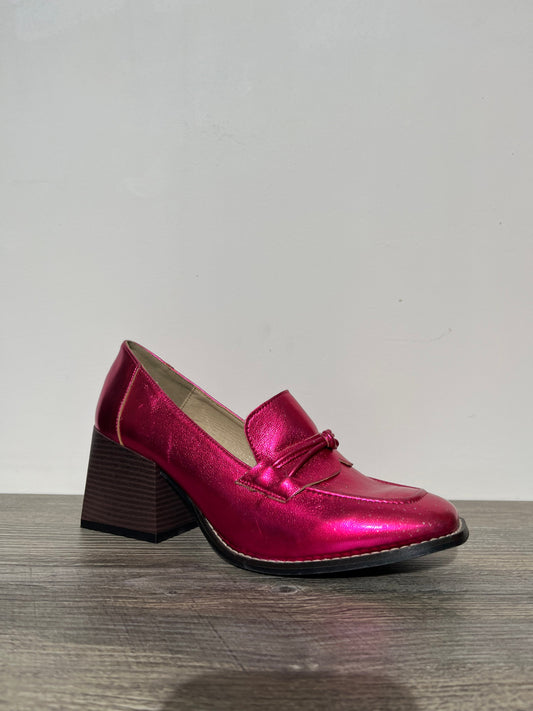loafers rosa con lazo en la parte frontal – Alma Shoes
