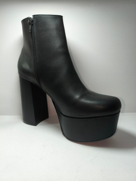 Botin Plataforma negro con cremallera lateral – Alma Shoes