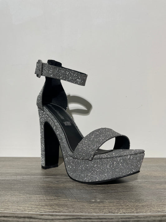Tacon plataforma plateado con brillos – Alma Shoes