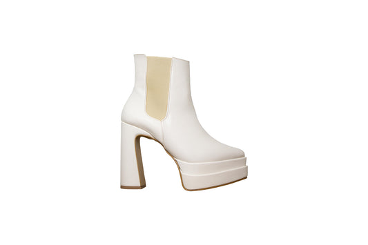 Botín doble plataforma de piel color latte – Alma Shoes