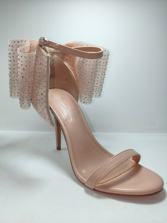 Zapatillas rosa con strass y lazo de tul – Alma Shoes