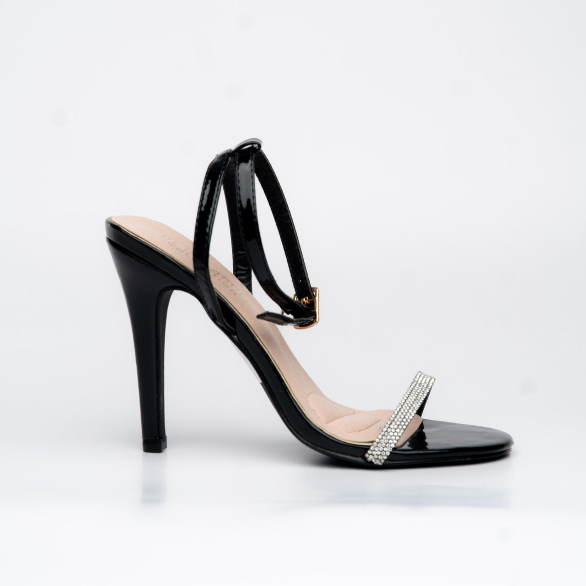 Zapatillas negro con strass en la tira – Alma Shoes