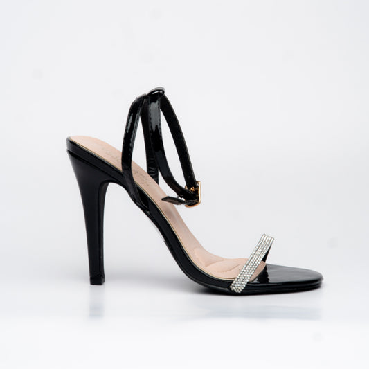 Zapatillas negro con strass en la tira – Alma Shoes