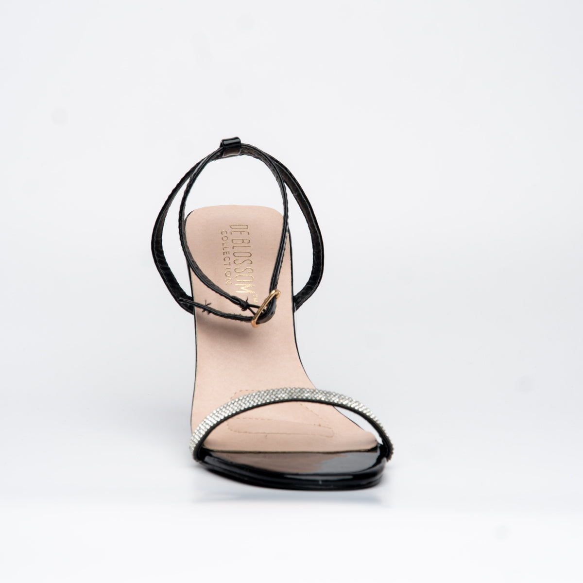 Zapatillas negro con strass en la tira – Alma Shoes