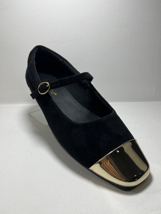Balerinas negro con puntera metálica – Alma Shoes