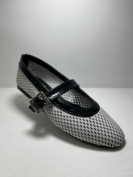 Balerinas blanco con correa con hebilla – Alma Shoes