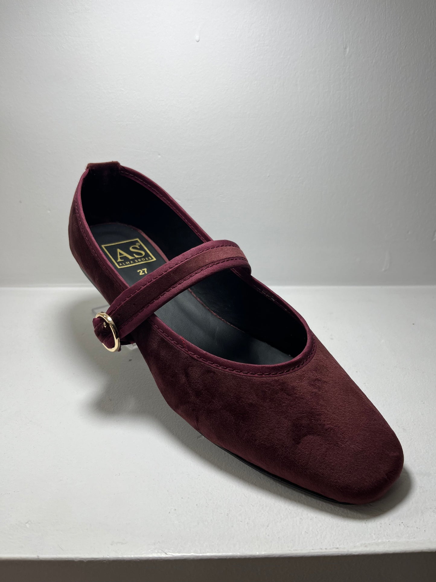 Balerinas borgoña con correa con hebilla – Alma Shoes