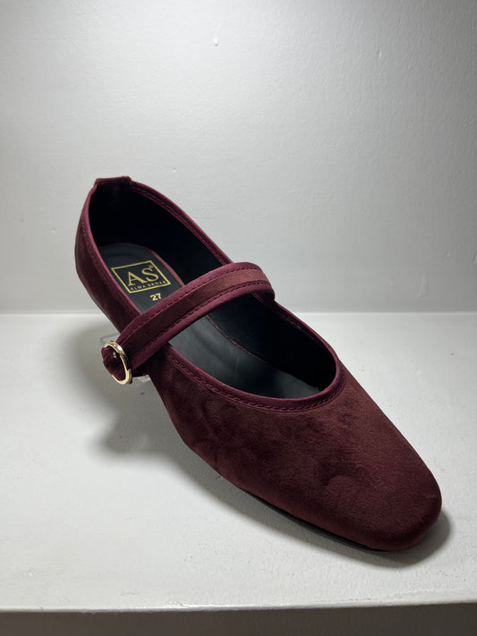 Balerinas borgoña con correa con hebilla – Alma Shoes